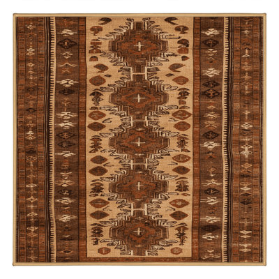 Tapis brun turc lavable à la machine