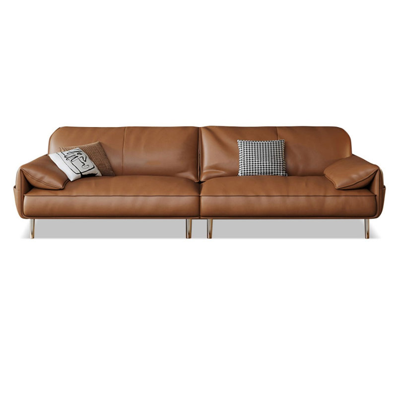 Canapé modulaire orange en cuir véritable, Orange, H 34,25 po x l 96,46 po x P 35,43 po