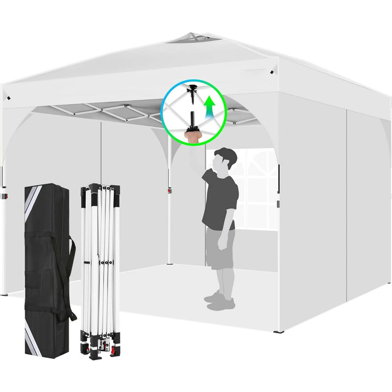 Tent 10x10 Pop up Canopy Outdoor Shade with Sidewalls UPF 50+ Waterproof Canopy, White