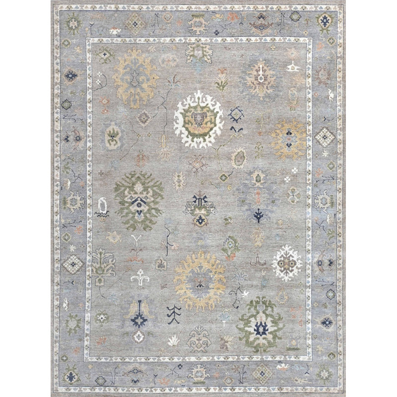Tapis rectangulaire en laine noué à la main Oushak