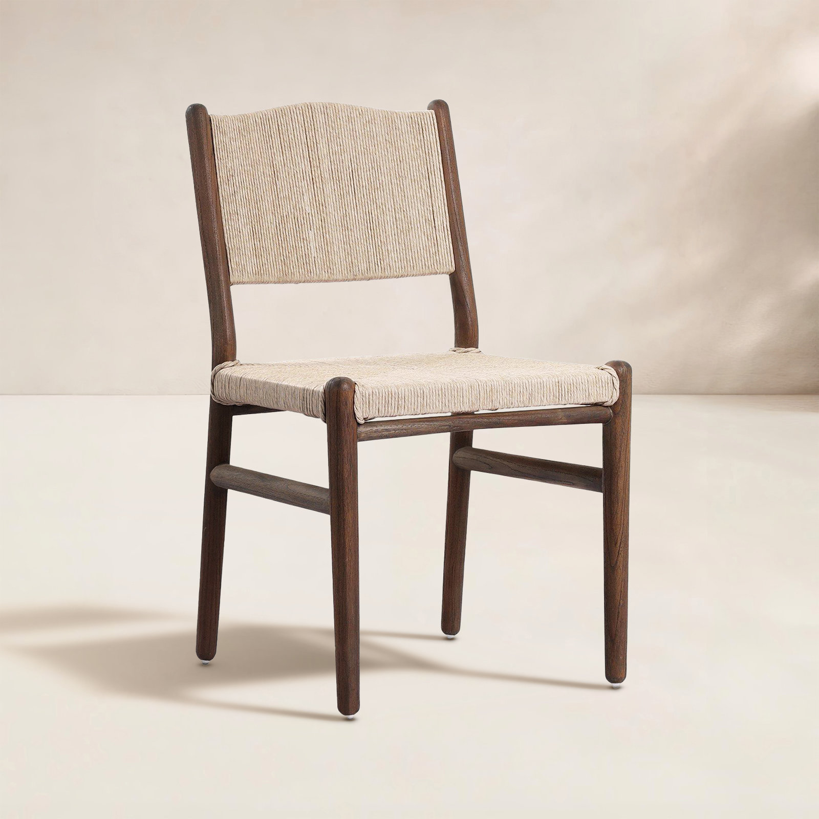 Abella Outdoor Dining Chair-Stained Saddle Brown, Beige