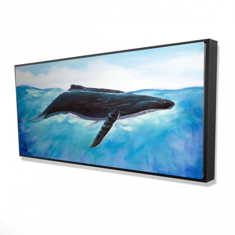 Toile encadrée, "Baleine bleue", animaux aquatiques, H 49,25 po x l 25,25 po