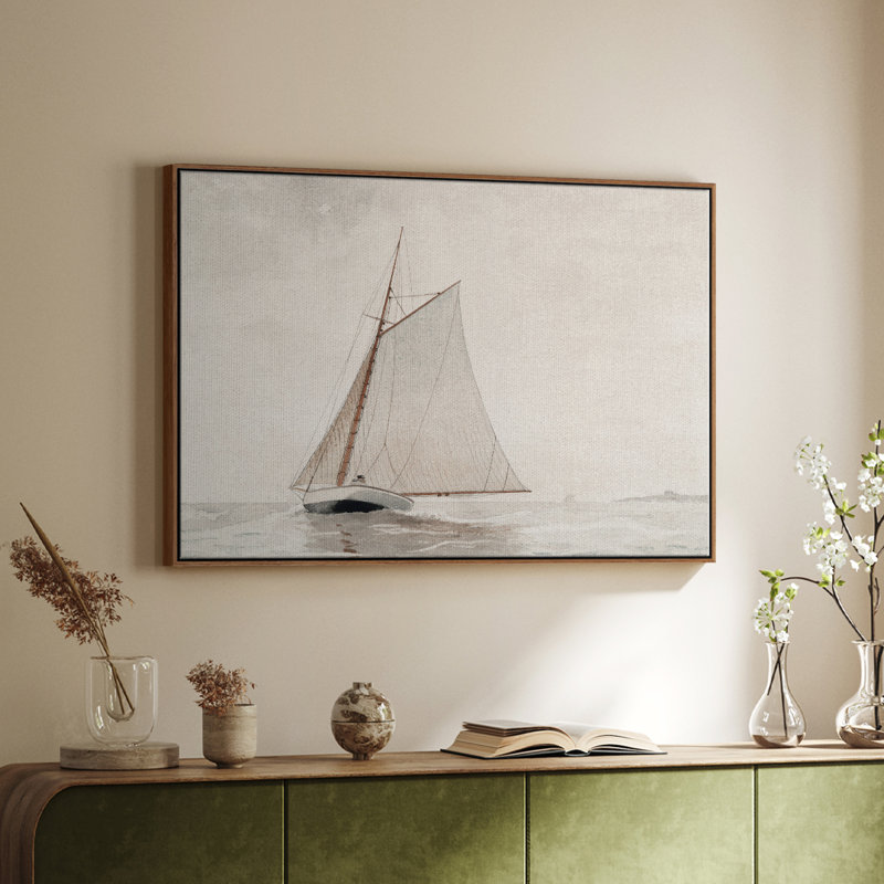 Vintage nautique - CXLVII - impression, Toile encadrée noyer flottant, H 17 po x l 25 po x P 2 po