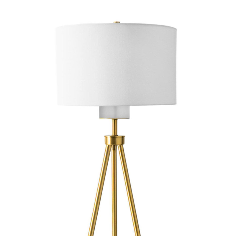 Contemporary White Tripod Floor Lamp with Fabric Shade