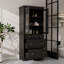 Armoire de rangement pour salle de bain haute avec porte vitrée, 2 tiroirs et tablettes réglables-633903187