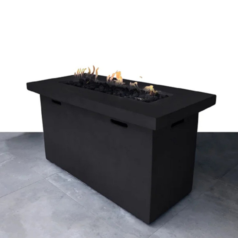 25" H x 42" W Fiber Reinforced Concrete Propane Outdoor Fire Pit Table, Charcoal
