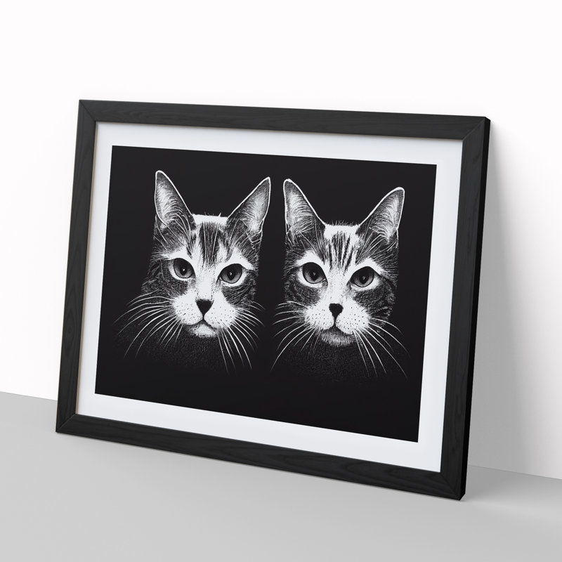 Two Cats Vol.1 - Framed Print, Black, 25cm H x 34cm W x 2cm D