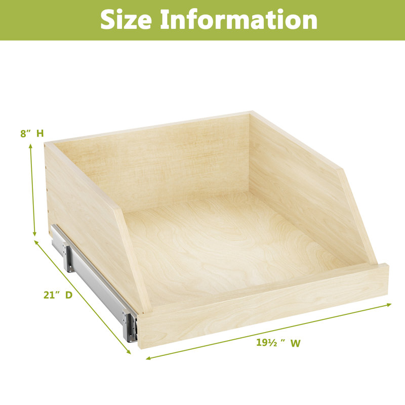 Rashun Pull Out Cabinet Organizer with Extension Rail Slides, Hard Close Pull Out Shelf with U Bracket