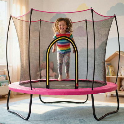 Trampoline durable de 55 pouces avec enceinte sécuritaire et cadre galvanisé pour le plaisir en famille à l'extérieur