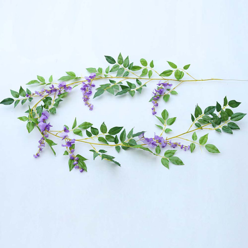 2pcs Lifelike Hanging Wisteria Flowers Garland, Purple