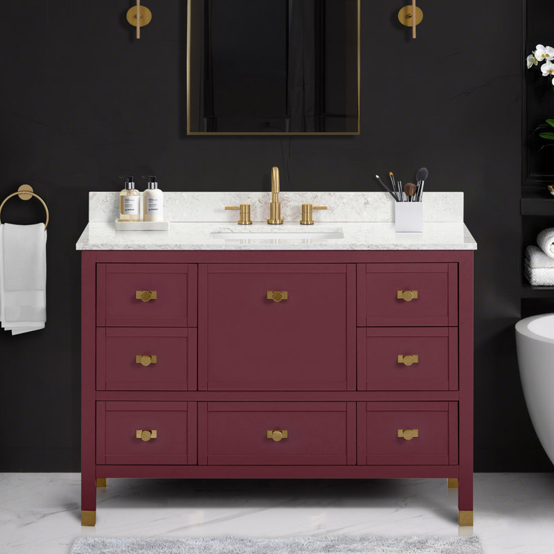 Alana 48 in. Single Sink Bathroom Vanity in Burgundy Red