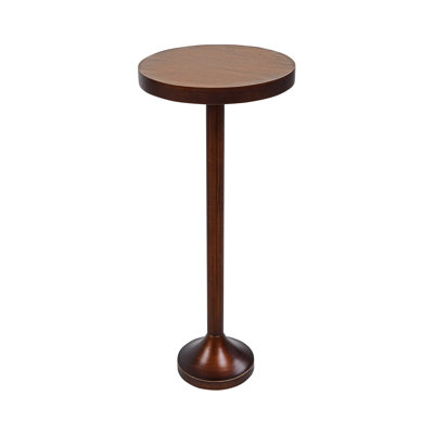 Jilyn Small Pedestal End Table Metal Base Side Table, Drinking Table w/ Scratching Distressed Finish