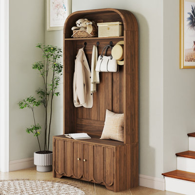 31.4'' Wide Hall Tree with Bench and Shoe Storage