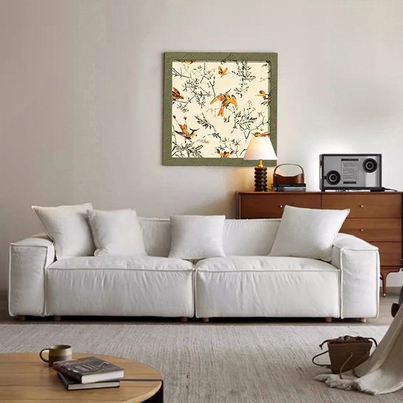 Canapé modulaire en coton et lin blanc, H 27,56 po x l 94,49 po x P 39,37 po, 3