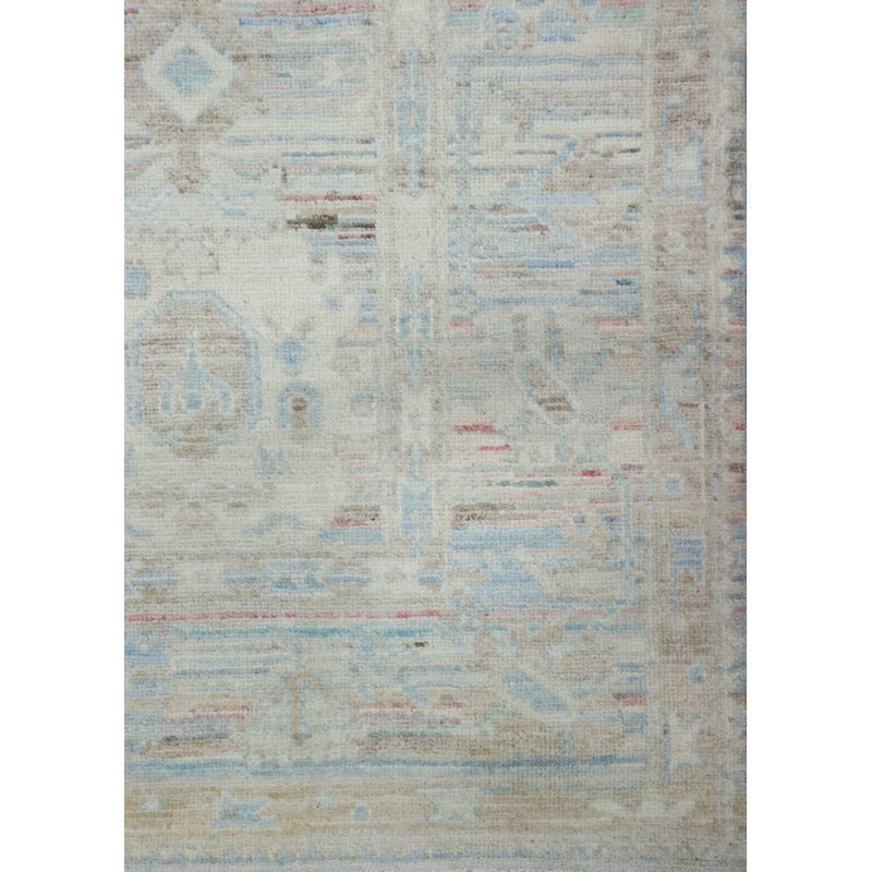 Tapis unique nouvel âge 5 pi 10 po x 9 pi bleu poudre / taupe / ivoire