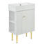 Armoire de meuble-lavabo avec lavabo vasque en céramique simple et rangement à gauche pour une organisation efficace de la salle de bain