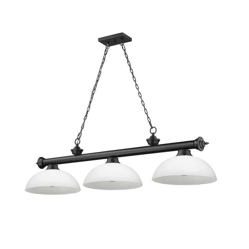 Billard 3 lumières Annaleisa, Opale mat, Noir mat