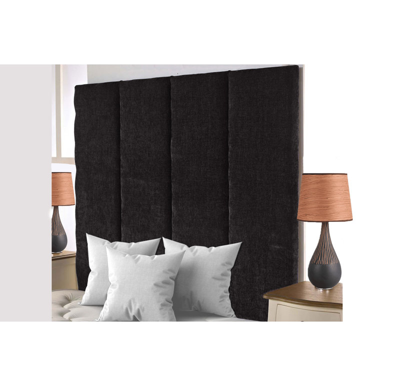 Upholstered Headboard, Double (4'6), Black Chenille