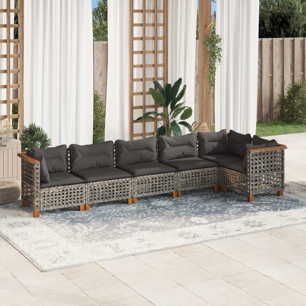 5-Sitzer Lounge-Set Bertka aus Polyrattan mit Kissen