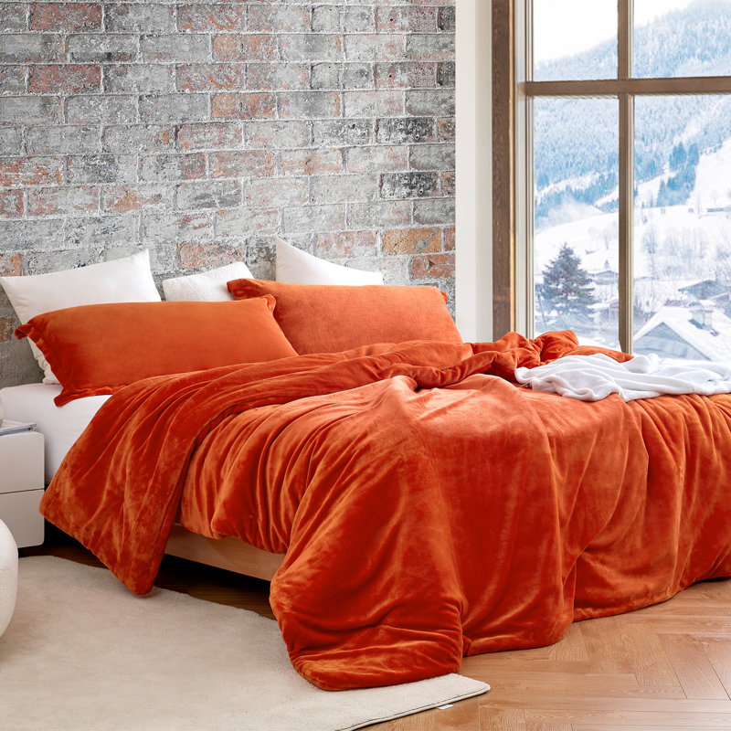 Original Plush Velour Coma Inducer Oversized Comforter Set, Orange, Twin Comforter + 1 Standard Sham