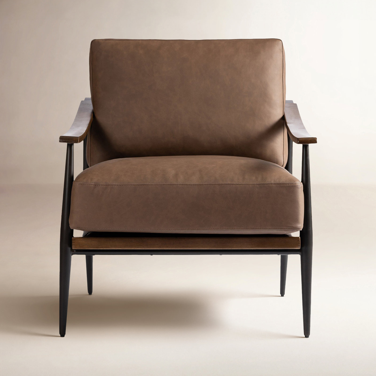 Paralimni Upholstered Armchair, Maestro Cigar Genuine Leather