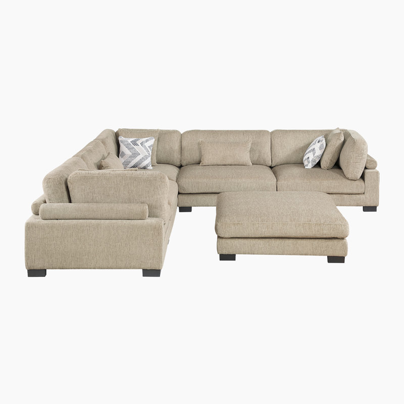 Canapé modulaire en velours côtelé 135 po Brinsley, Brun