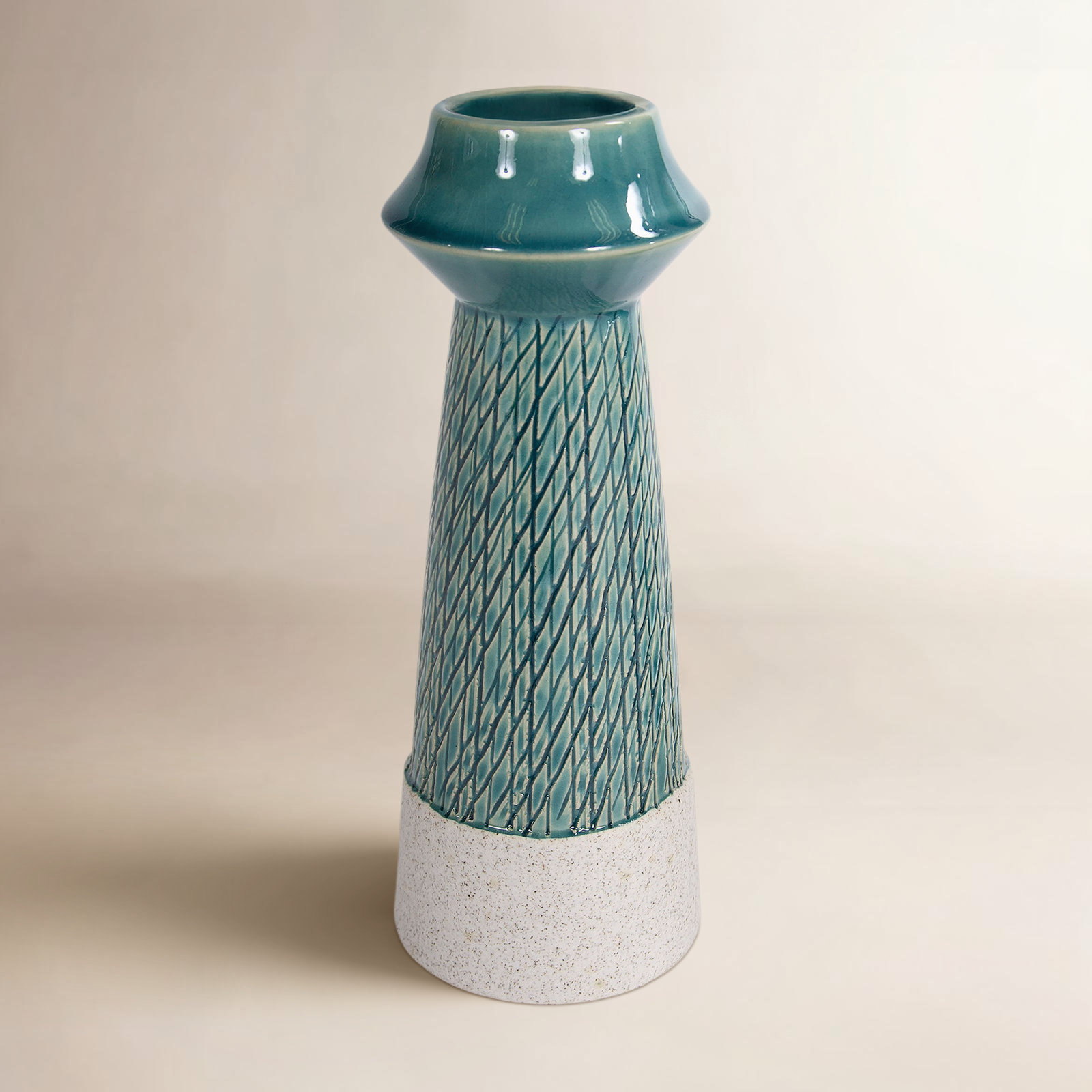 Porcelain Candlestick Holder, 9" H x 3" W x 3" D