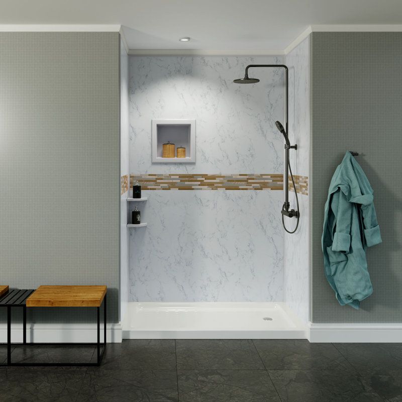 Paroi de douche à trois panneaux H 96 po x P 48 po