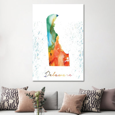 Delaware State Colorful by WallDecorAddict - Wrapped Canvas Gallery-Wrapped Canvas Giclée