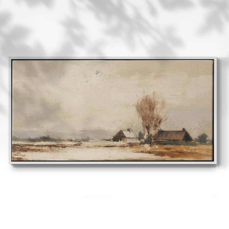 Paysage, série CDXIX, toile tendue avec châssis, prête à être accrochée, H 25 po x l 49 po, Blanc