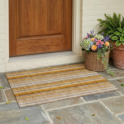 Tapis extérieur lavable antidérapant 2 pi x 3 pi orange ivoire et gris