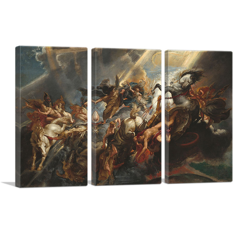 «The Fall of Phaeton 1608» par Peter Paul Rubens, ensemble de 3 reproductions d'art sur toile tendue