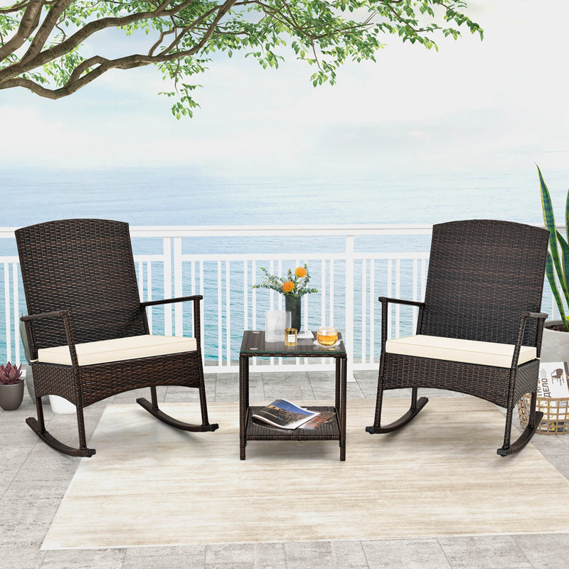 Nayiri 2 - Person Patio Conversation Set with Cushions, White
