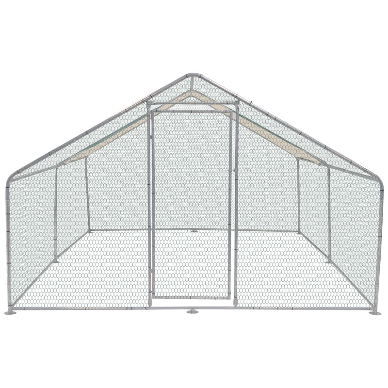 Poulailler Eudelia - grand poulailler 13 x 9 x 6 pieds avec couvercle imperméable et porte verrouillable - poulailler en métal pour canards, oies ou lapins