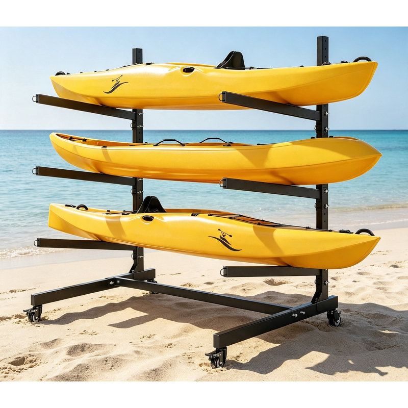 Support de rangement pour bateaux robuste et autoportant pouvant supporter 200 lb, support réglable avec roues verrouillables, support intérieur extérieur pour canot, SUP, planche de surf et de raquette, utilisation de quai de garage