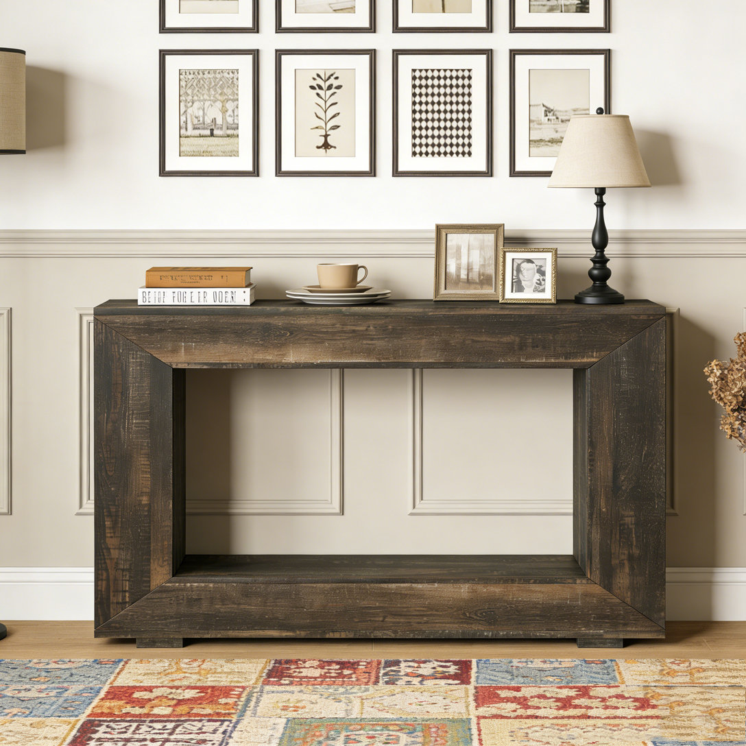 Latitude Run® Farmhouse Rustic Wood Entryway Sofa Table with Storage ...