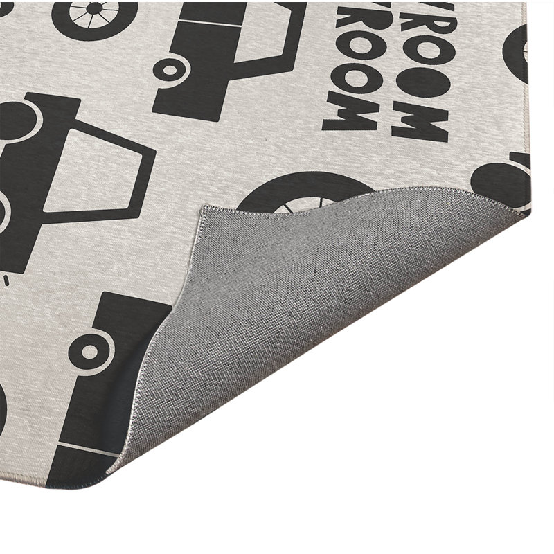 Vroom vroom Indoor Doormat, Ivory/Charcoal, 48" W x 72" L
