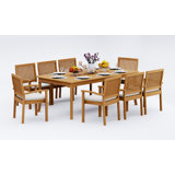 7 Pcs Grade-A Teak Wood Dining Set: 83" Rectangle Table And 6 Leveb Stacking Arm Chairs #11LV1806