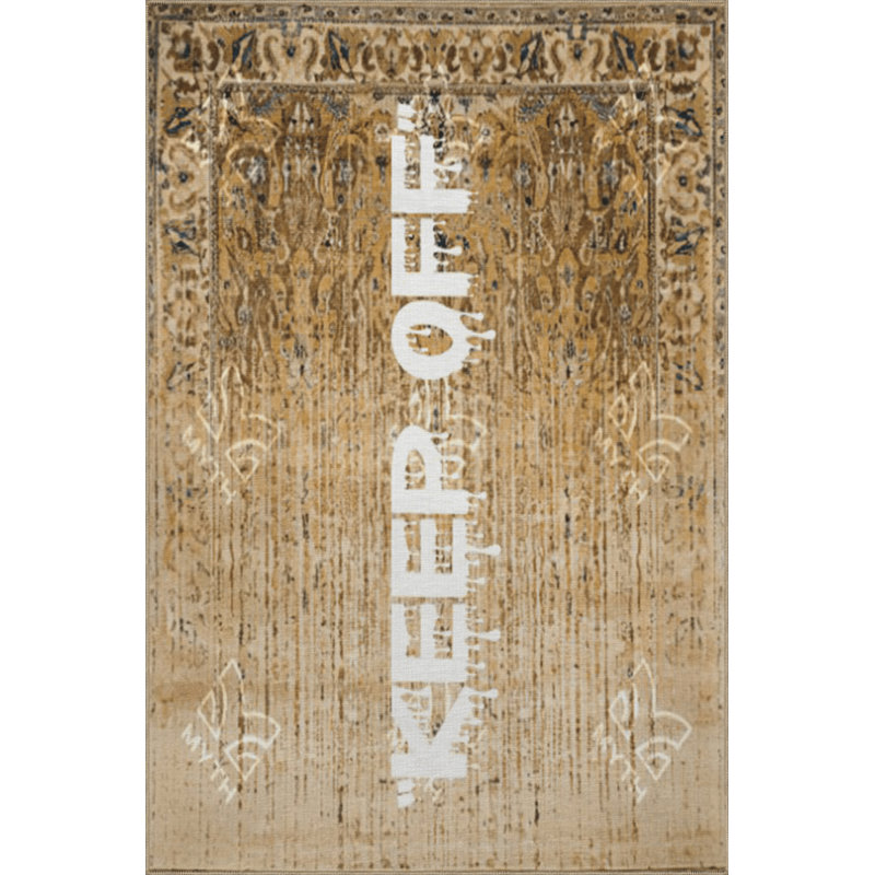 Tapis décoratif moderne à motif beige Keep Off, Rectangle 5 pi x 6 pi 7 po