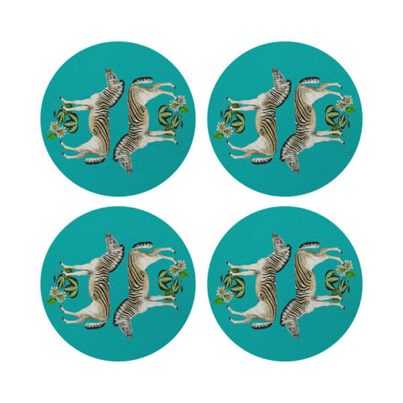 Zebra Seeing Double Placemat, Teal