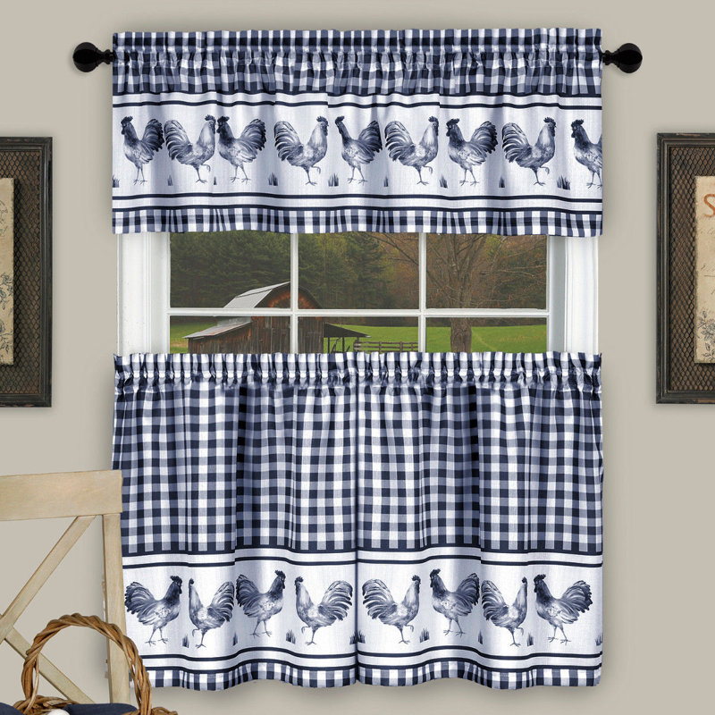 Rideau de cuisine Harville, Bleu marine, H 24 po x l 58 po