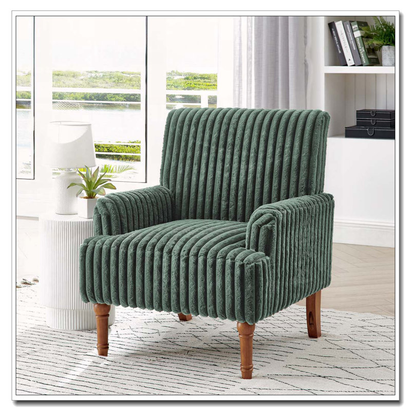 Modern Accent Corduroy Chair, Army Green