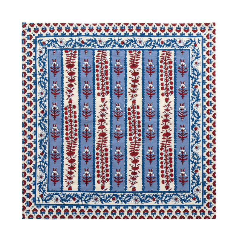 Avignon 100% Cotton Square Napkins, Red/Blue