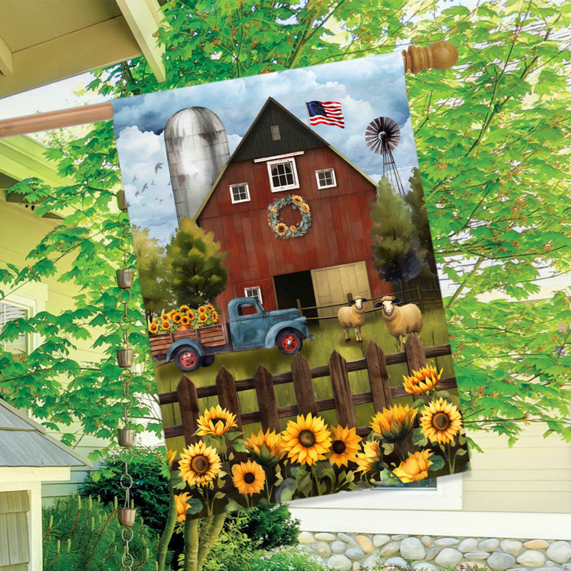 Sunflower Barn House Flag