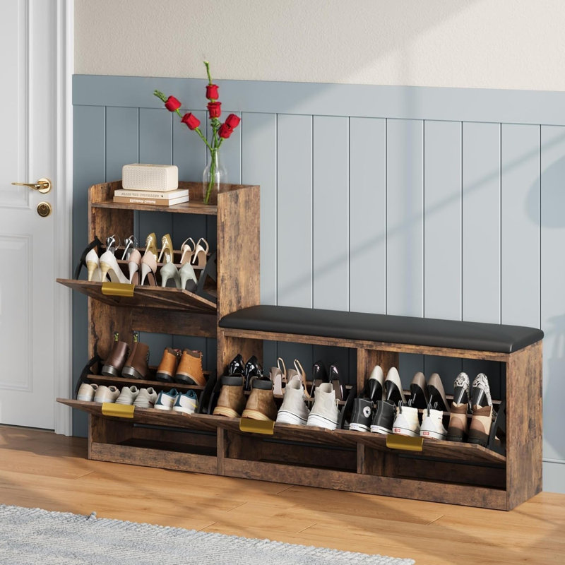 20 Pair Shoe Storage Cabinet, Brown