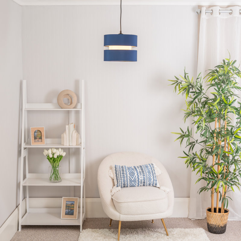 19cm H Blended Fabric Drum Pendant Shade, Navy