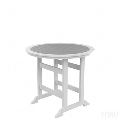 Table de bar en PEHD, table de salle à manger, ensemble de bar de patio, table à hauteur de comptoir pour l'extérieur blanc et gris