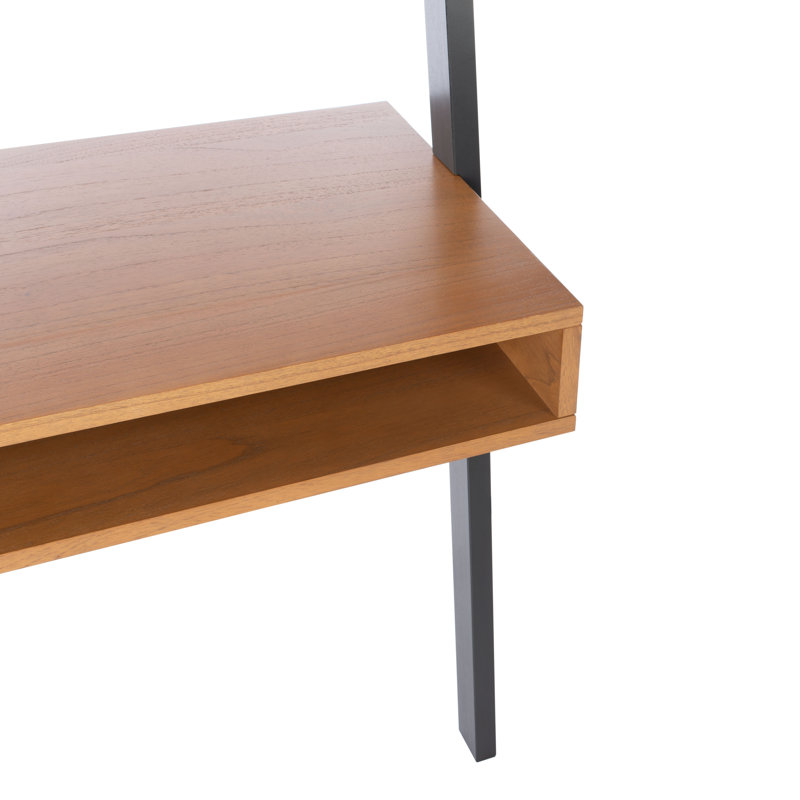 Alanood Solid Wood Leaning / Ladder Desk, Natural/Charcoal