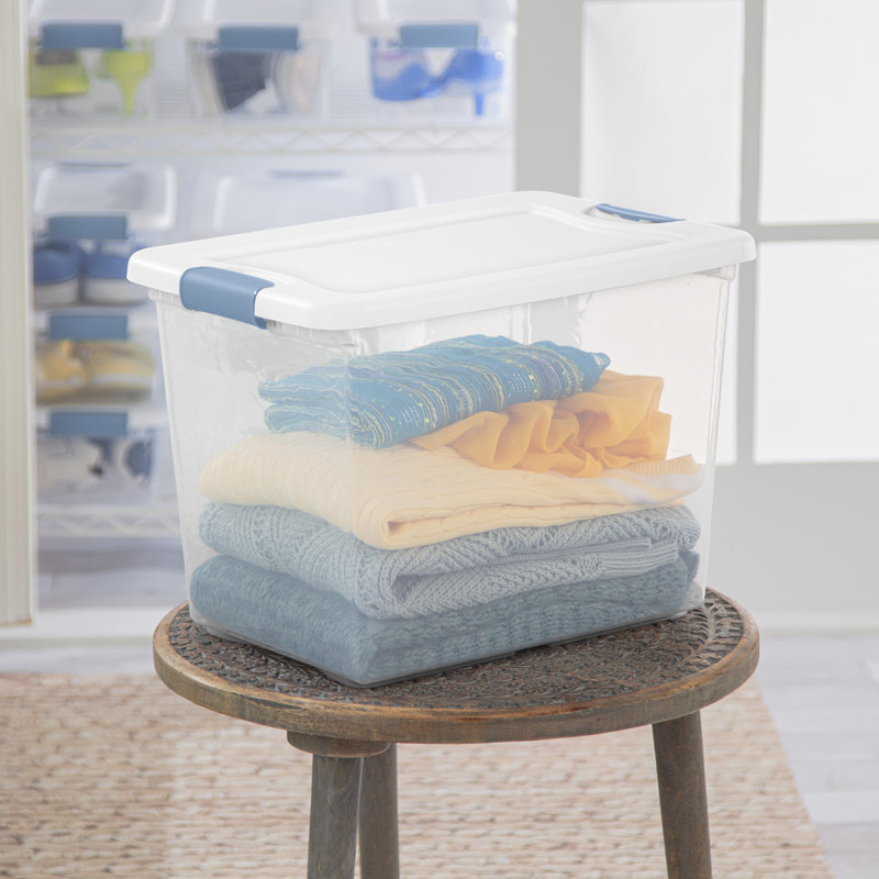 Stérile 6 pte Boîte de rangement en plastique empilable avec couvercle verrouillable, transparent (paquet de 12)