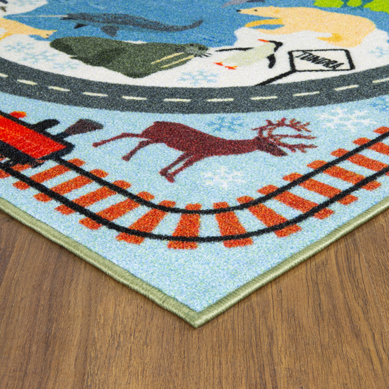 Weranna Animal Safari Vehicle Educational Learning Game Play Non Slip Kids Rug Carpet Classroom Mat, Rectangle 3'3" x 4'7"